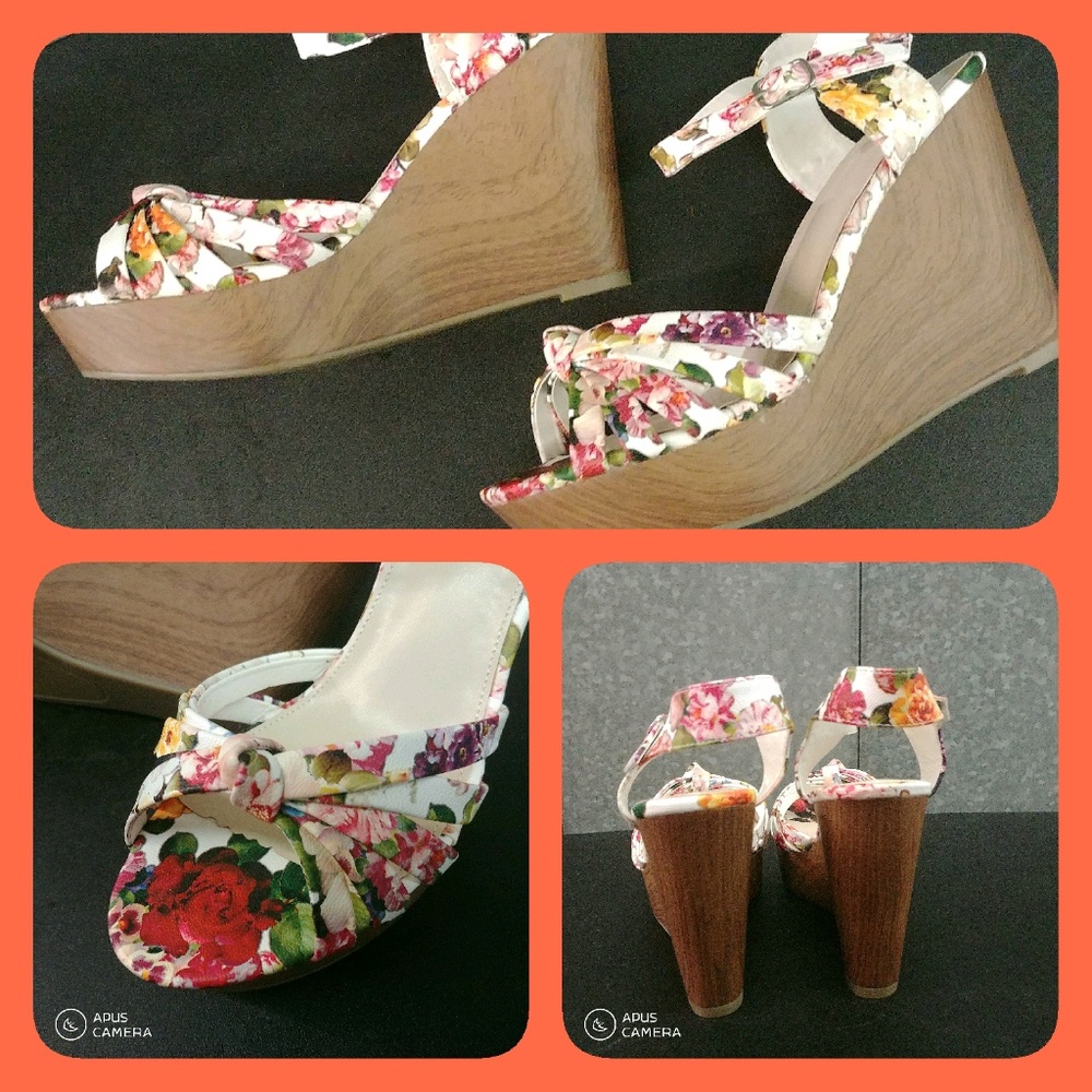 Fergalicious Floral Wedge Heels - Size 8.5M
